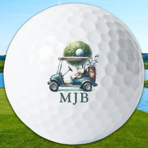 Vintage Unique Cart Custom 3 Initial Monogram Golf Balls