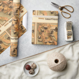 Vintage Unique Restored Map of California, 1885 Wrapping Paper