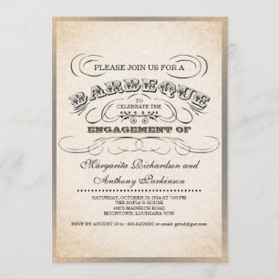 vintage unique typography barbecue invitations