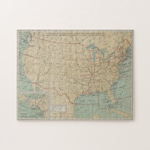 Vintage United States Lighthouse Map (1898) Jigsaw Puzzle