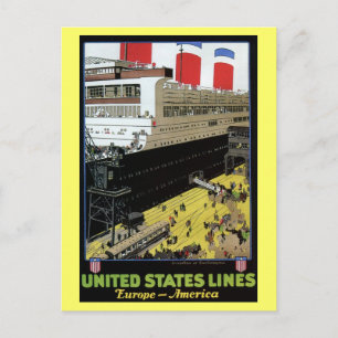 Vintage United States Lines Europe America travel Postcard