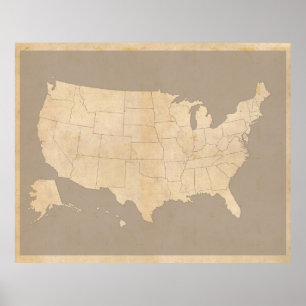 Vintage United States Map Poster
