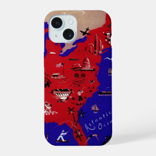 Vintage United States of America Travel Bureau Map iPhone 15 Case