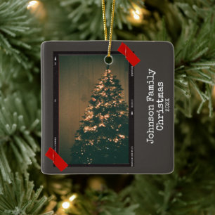 Vintage Upcycle Instant Photo Typewriter Christmas Ceramic Ornament
