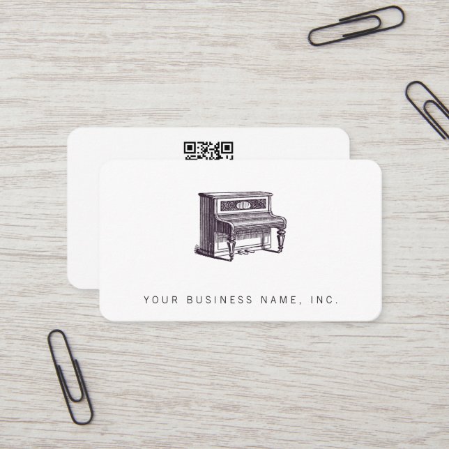 Vintage Upright Piano Business Card (Front/Back In Situ)