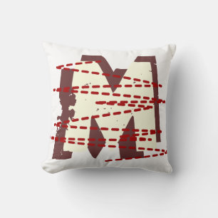 Vintage Urban Grunge Distressed Monogram Letter Cushion
