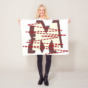 Vintage Urban Grunge Distressed Monogram Letter Fleece Blanket