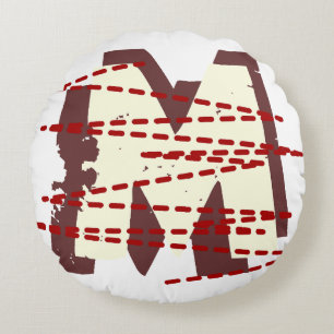Vintage Urban Grunge Distressed Monogram Letter Round Cushion