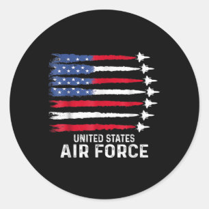 Vintage Us Air Force Veterans Usa American Flag 4t Classic Round Sticker