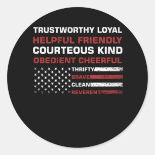 Vintage US America Flag Scouting Live by the Scout Classic Round Sticker