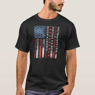 Vintage Us America Flag Scouting Scout Law Pullove T-Shirt