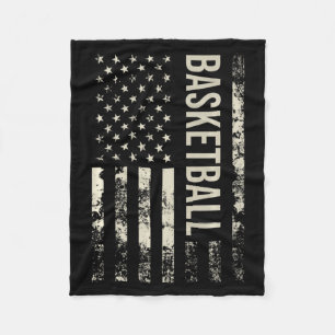 Vintage us american flag basketball premium  fleece blanket