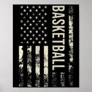 Vintage us american flag basketball premium poster