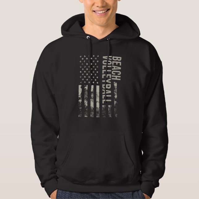 Vintage US American Flag Beach Volleyball Hoodie (Front)