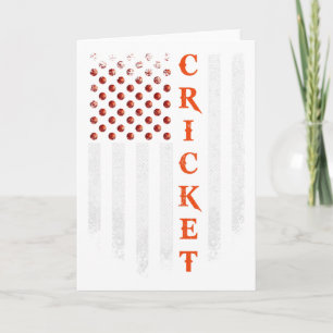 Vintage Us American Flag Cricket Player Patriotic Card