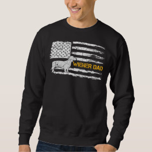 Vintage Us American Flag Dachshund Dog Dad Wiener Sweatshirt