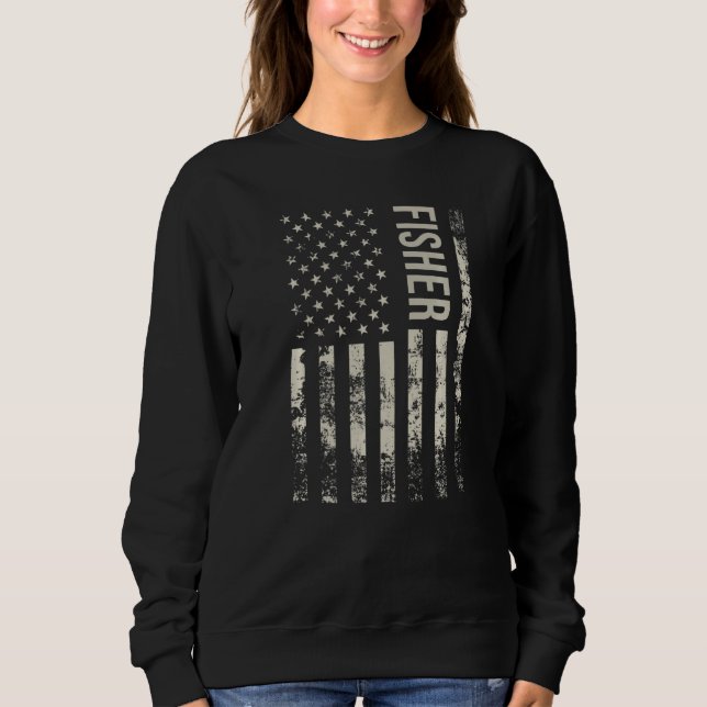 Vintage US American Flag Fisher Premium Sweatshirt (Front)