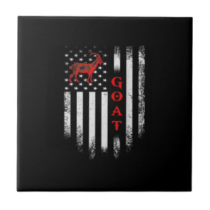 Vintage US American Flag Goat Ceramic Tile