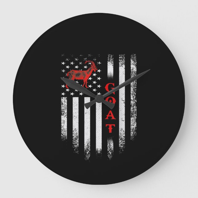Vintage US American Flag Goat Large Clock (Front)