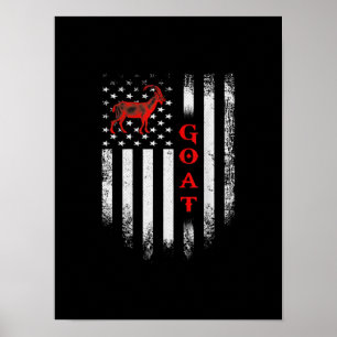 Vintage US American Flag Goat Poster