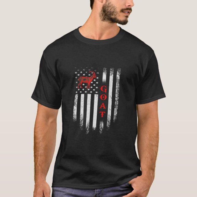 Vintage US American Flag Goat T-Shirt (Front)