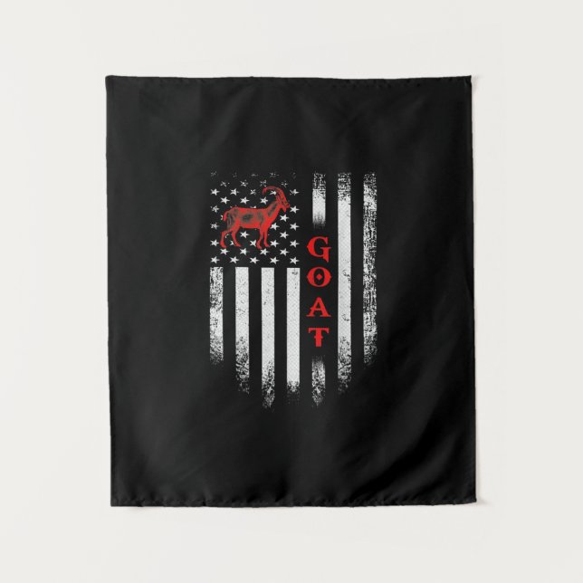 Vintage US American Flag Goat Tapestry (Front)