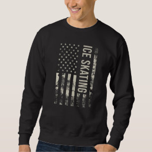 Vintage US American Flag Ice Skating Premium Sweatshirt
