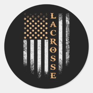 Vintage Us American Flag Lacrosse Player Patriotic Classic Round Sticker