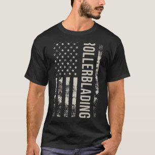 Vintage US American Flag Rollerblading T-Shirt