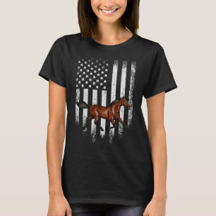 Vintage Us American Flag Standardbred Horse Horseb T-Shirt