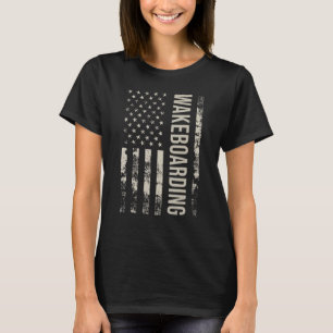 Vintage US American Flag Wakeboarding T-Shirt
