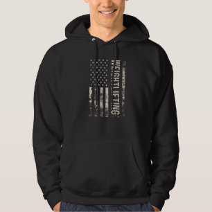 Vintage US American Flag Weightlifting Hoodie