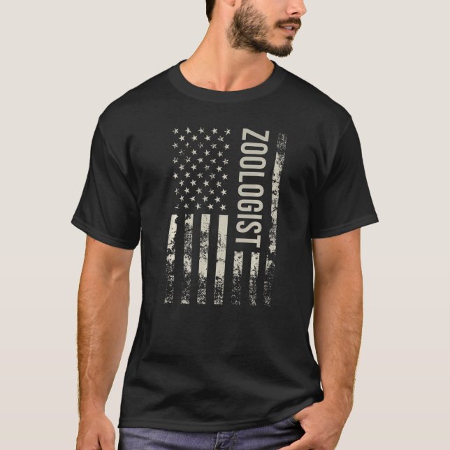 Vintage US American Flag Zoologist Premium T-Shirt (Front)