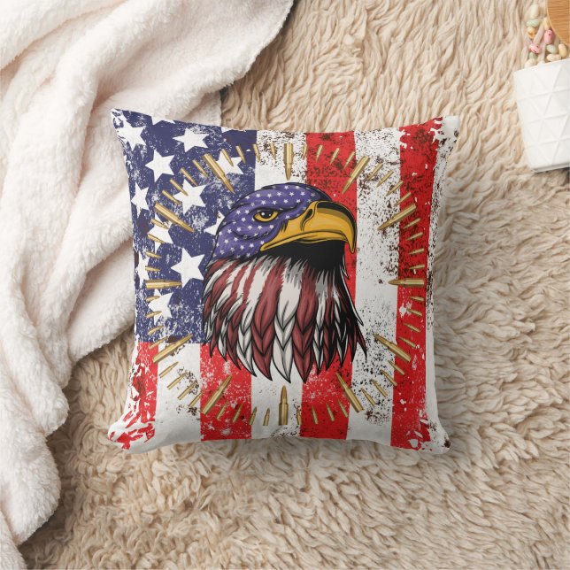 Vintage US Flag American Eagle Cushion (Blanket)