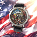 Vintage US Flag American Eagle  Watch<br><div class="desc">Impress with timeless elegance and patriotism with our Vintage US Flag American Eagle Watch. This remarkable timepiece showcases a unique design of an American eagle superimposed on a classic US flag, symbolising the strength and freedom of our great nation. Made with high-quality, durable materials, the watch is not only stylish...</div>