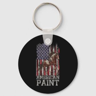 Vintage Us Flag American Paint Horse Lover2 Key Ring