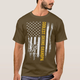Vintage US Flag Coolest Skiing Grandpa Skier T-Shirt