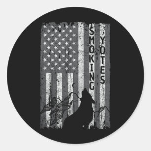 Vintage Us Flag Coyote Hunting Hunter Tee Hunters  Classic Round Sticker