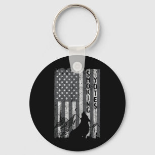 Vintage Us Flag Coyote Hunting Hunter Tee Hunters Key Ring