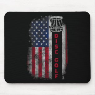 Vintage Us Flag Disc Golf Sket Golfer Golfing Spor Mouse Pad