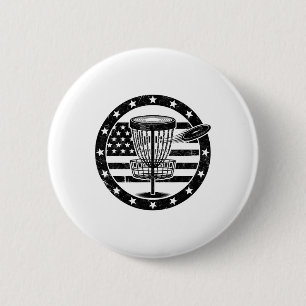 Vintage Us Flag Disc Golf Sket Golfer Golfing Tee 6 Cm Round Badge