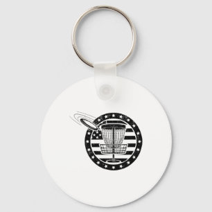 Vintage Us Flag Disc Golf Sket Golfer Golfing Tee Key Ring