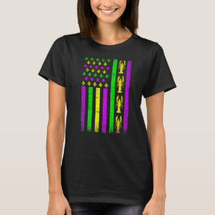 Vintage US Flag Mardi Gras Carnival American Flag T-Shirt