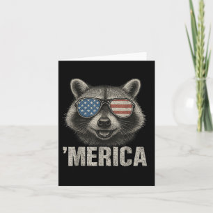 Vintage Us Flag Merica Racoon 4th Of July Funny Pa Card