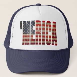 Vintage US Flag 'MERICA Trucker Hat