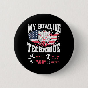 Vintage Us Flag My Bowling Technique Bowler Us Fla 6 Cm Round Badge