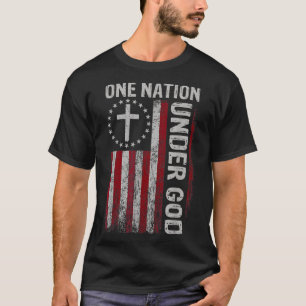 Vintage Us Flag One Nation Under God 4th Of July P T-Shirt