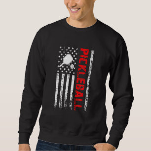 Vintage US Flag Pickleball Player Paddleball Lover Sweatshirt