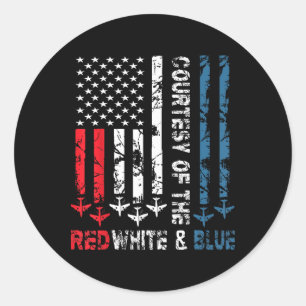 Vintage Us Flag Shirt Courtesy Of The Red White An Classic Round Sticker