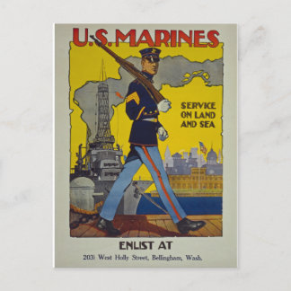 Vintage US Marine Enlistment Poster Postcard